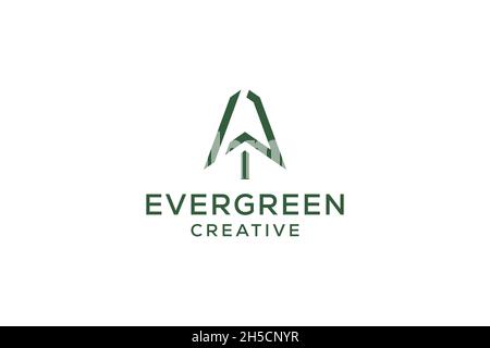 Lettre J pin evergreen. Sapin pruche épicéa conifères cèdre conifères cyprès mélèze pinus arbre forêt vintage rétro hipster ligne art logo Illustration de Vecteur