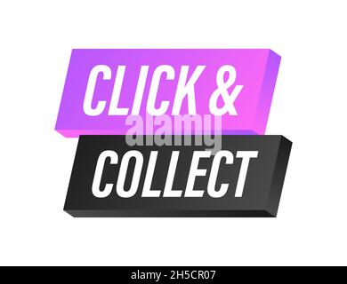 Megaphone click and collect banner. Flat style. Website vector icon. Vector stock illustration Illustration de Vecteur