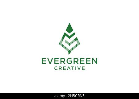 Lettre G pin evergreen. Sapin pruche épicéa conifères cèdre conifères cyprès mélèze pinus arbre forêt vintage rétro hipster ligne art logo Illustration de Vecteur