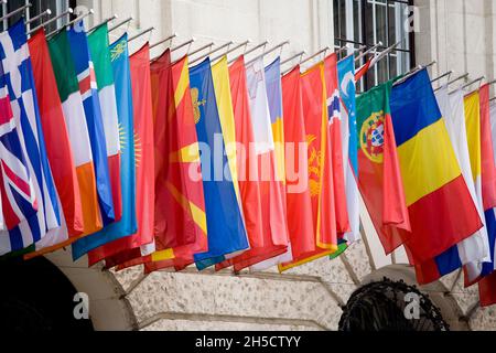 De nombreux drapeaux de différents pays, Autriche, Vienne Banque D'Images