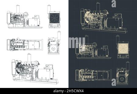 Illustration vectorielle stylisée des modèles d'un générateur diesel Illustration de Vecteur
