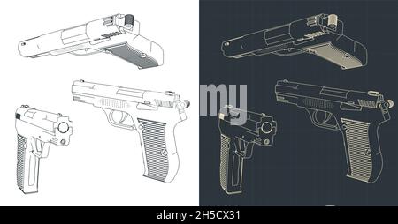 Illustration vectorielle stylisée de dessins d'un pistolet Illustration de Vecteur