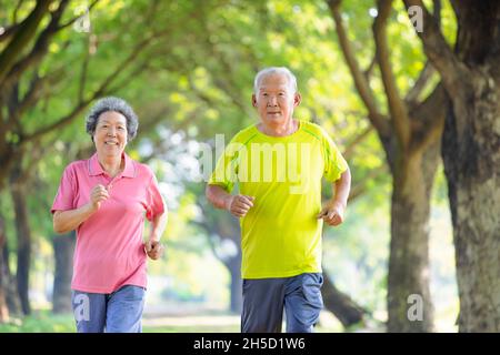 Bon couple senior dans le parc Banque D'Images