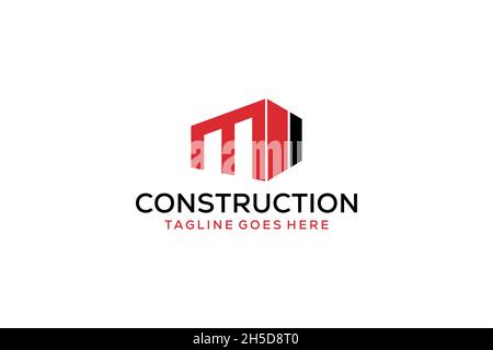 Lettre M pour le logo de remodelage immobilier.Architecture de construction modèle de conception de logo de bâtiment. Illustration de Vecteur