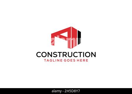 Lettre A pour le logo de remodelage immobilier.Architecture de construction modèle de conception de logo de bâtiment. Illustration de Vecteur