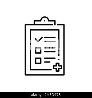 Liste de contrôle de santé, accord de procédure médicale ou icônes de vérification.Pixel parfait, contour modifiable Illustration de Vecteur