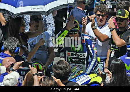 Valentino Rossi-Yamaha MotoGP 2015 sur le circuit Barcelone Catalunya, Montmeló, Espagne Banque D'Images