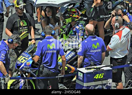 Valentino Rossi-Yamaha MotoGP 2015 sur le circuit Barcelone Catalunya, Montmeló, Espagne Banque D'Images