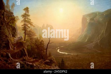 Albert Bierstadt peinture, Yosemite Valley : Glacier point Trail, paysage circa 1873 Banque D'Images