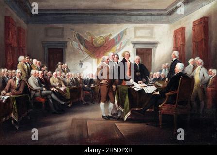 La Déclaration d'indépendance, le 4 juillet 1776, peinture de John Trumbull, 1786-1820 Banque D'Images