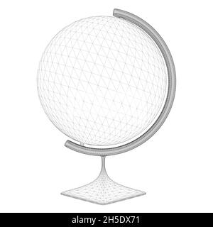 Globe filaire à partir de lignes noires isolées sur fond blanc.Vue avant.3D.Illustration vectorielle Illustration de Vecteur