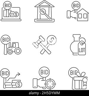 Types d'icônes linéaires de négociation Illustration de Vecteur