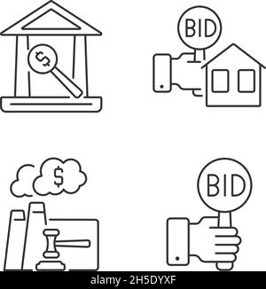 Négociation pour l'ensemble d'icônes linéaires de propriété Illustration de Vecteur