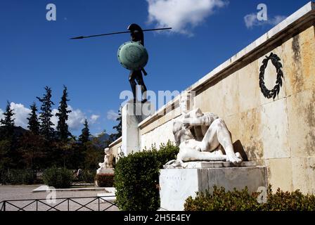 Grèce bataille de Thermopylae monument Leonidas Banque D'Images