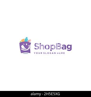 moderne panier panier panier épicerie mignon logo design Illustration de Vecteur