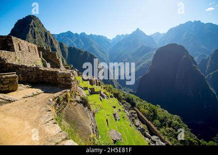 Vue sur les terrasses du Machu Picchu - Pérou Banque D'Images