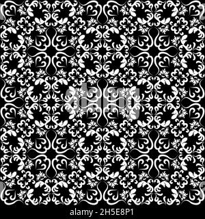 Texture baroque luxueuse.Motif noir et blanc vectoriel antique sans couture.Pour le tissu, le carrelage, le papier peint ou l'emballage. Illustration de Vecteur