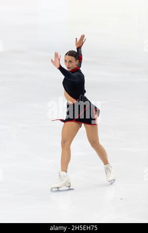 Nicole Schott, d'Allemagne, participe au programme féminin Short au premier jour du Grand Prix de patinage artistique de l'UIP - Gran Premio d'Italia à Palavel Banque D'Images
