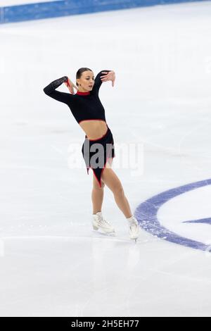 Nicole Schott, d'Allemagne, participe au programme féminin Short au premier jour du Grand Prix de patinage artistique de l'UIP - Gran Premio d'Italia à Palavel Banque D'Images