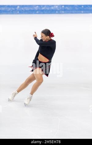 Nicole Schott, d'Allemagne, participe au programme féminin Short au premier jour du Grand Prix de patinage artistique de l'UIP - Gran Premio d'Italia à Palavel Banque D'Images
