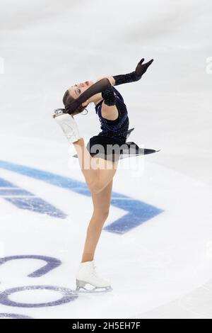 Nicole Schott, d'Allemagne, participe au programme féminin Short au premier jour du Grand Prix de patinage artistique de l'UIP - Gran Premio d'Italia à Palavel Banque D'Images
