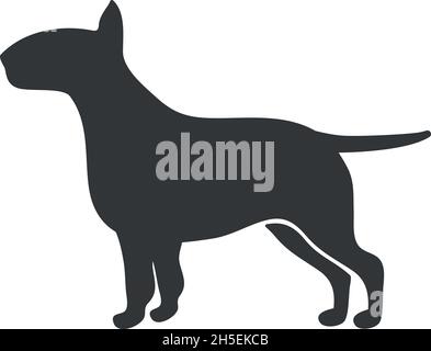 Silhouette de Bull terrier.Contour de chien noir, quel animal, icône de vecteur isolée sur fond blanc Illustration de Vecteur