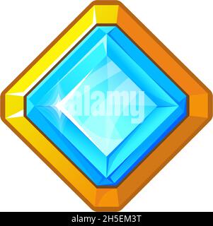 Bouton Pierre bleue.Jeu de prix, dessin bonus, illustration vectorielle de dessin animé isolée sur fond blanc Illustration de Vecteur