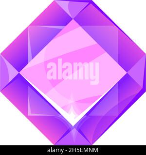 Bijou Amethyst.Trésor de bijoux fantaisie, verre en forme de carat, illustration vectorielle de dessin animé, icône isolée sur fond blanc Illustration de Vecteur