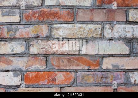 Arrière-plan de mur de briques vieux closeup. Texture de mur de briques vintage Banque D'Images