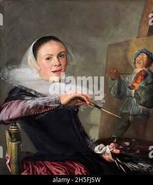 Autoportrait du peintre hollandais Judith Leyster (également Leijster; 1609-1660), huile sur toile, c.1630 Banque D'Images