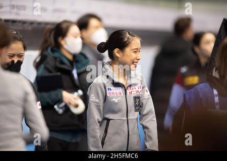 Mai MIHARA, JPN, pendant la pratique, au Grand Prix de patinage artistique de l'UIP - Gran Premio d'Italia, à Palavela, le 6 novembre 2021 à Turin, Italie.Credit: Raniero Corbelletti/AFLO/Alay Live News Banque D'Images