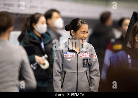 Mai MIHARA, JPN, pendant la pratique, au Grand Prix de patinage artistique de l'UIP - Gran Premio d'Italia, à Palavela, le 6 novembre 2021 à Turin, Italie.Credit: Raniero Corbelletti/AFLO/Alay Live News Banque D'Images