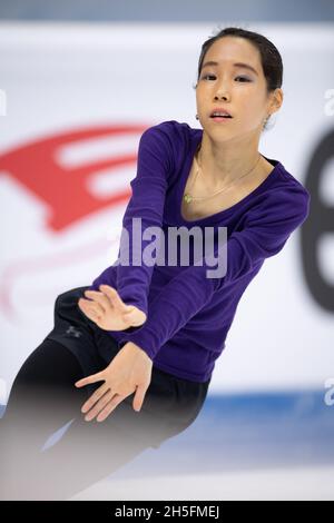 Mai MIHARA, JPN, pendant la pratique, au Grand Prix de patinage artistique de l'UIP - Gran Premio d'Italia, à Palavela, le 6 novembre 2021 à Turin, Italie.Credit: Raniero Corbelletti/AFLO/Alay Live News Banque D'Images