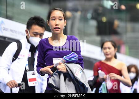 Mai MIHARA, JPN, pendant la pratique, au Grand Prix de patinage artistique de l'UIP - Gran Premio d'Italia, à Palavela, le 6 novembre 2021 à Turin, Italie.Credit: Raniero Corbelletti/AFLO/Alay Live News Banque D'Images