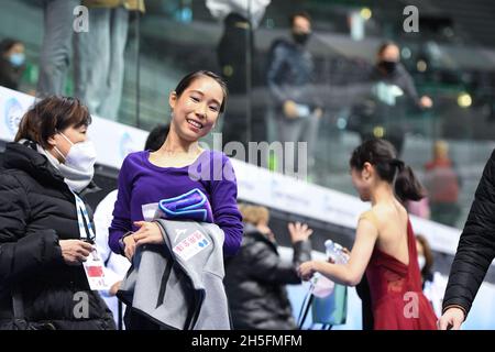 Mai MIHARA, JPN, pendant la pratique, au Grand Prix de patinage artistique de l'UIP - Gran Premio d'Italia, à Palavela, le 6 novembre 2021 à Turin, Italie.Credit: Raniero Corbelletti/AFLO/Alay Live News Banque D'Images