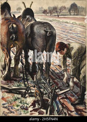 LAURA KNIGHT (1877-1970) artiste anglaise « Land Army Girl » 1939. Banque D'Images