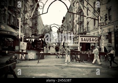 La fête de San Gennaro est un festival américano-italien.C'est l'intersection des rues Spring et Mulberry dans le SoHo de New York Banque D'Images