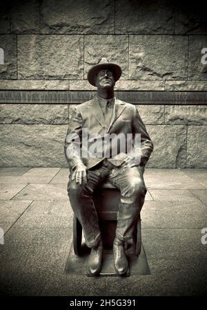 Sculpture de Franklin Delano Roosevelt au FDR Memorial à Washington DC sur le National Mall Banque D'Images