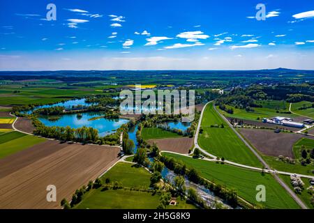 Die Donau aus der Luft | Rivière Donau en Allemagne d'en haut Banque D'Images