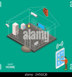 Concept de vecteur plat isométrique Smart Home. Illustration de Vecteur