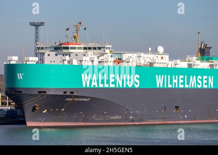 Wallenius Wilhelmsen porte-voitures et camions Don PASQUALE dans le port de Bremerhaven Banque D'Images