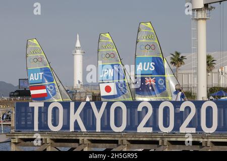 Kanagawa, Japon.31 juillet 2021.Vue générale voile : pendant les Jeux Olympiques de Tokyo 2020 à Enoshima Yacht Harbor à Kanagawa, Japon .Credit: Kaoru Soehata/AFLO/Alay Live News Banque D'Images