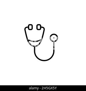 Icône stéthoscope.Outil de vérification cardiaque pour examen médical.Pixel parfait, contour modifiable Illustration de Vecteur