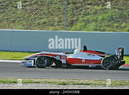 Team Fortec Motorsport dans le championnat EuroFormula Open-2017 du circuit Barcelone Catalunya, Montmelo, Catalogne, Espagne Banque D'Images