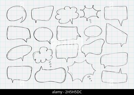 Collection de bulles de parole dessinées à la main Illustration de Vecteur