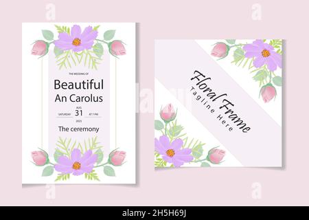 Motif color cosmos et fleurs aquarelle Illustration de Vecteur