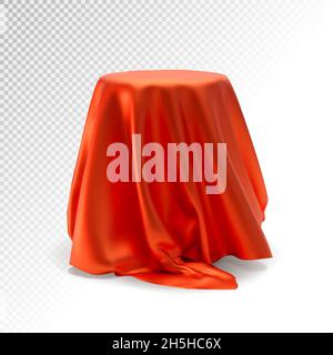 Vide podium rond avec tissu de soie rouge.Objet sur fond transparent.Vecteur, illustration 3d Illustration de Vecteur