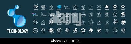 Ensemble de logos vectoriels technologie sur fond gris Illustration de Vecteur