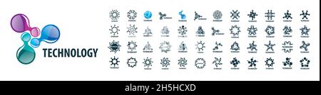 Ensemble de logos vectoriels technologie sur fond blanc Illustration de Vecteur