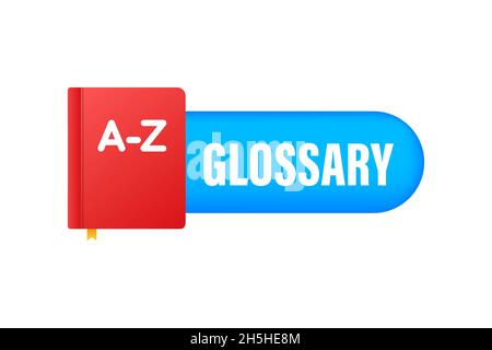 Glossaire.Badge avec livre.Icône Dictionnaire.Illustration du stock vectoriel. Illustration de Vecteur